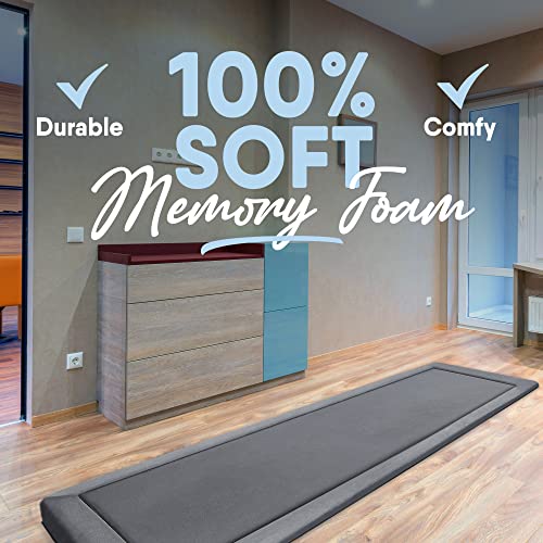 Microdry Memory Foam Area Rug For Living Room, Microfiber Rug With Built In Rug Pad, Fade & Stain Resistant Carpet For Living Room, Kids Room, And Bedroom, 2'X6', Dark Grey #TOP2