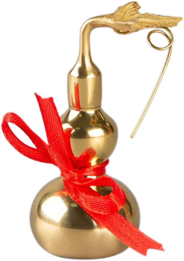 BRASSTAR Golden Alloy Bagua Gourd Statue Feng Shui Taoist Deities H2.6” Hulu/Calabash/Wu Lou Figurine Home Garden Decor Health Prosperity PTZD035FBA