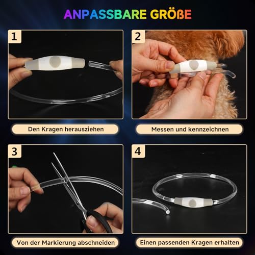 Leuchthalsband Hund Aufladbar, LED Hundehalsband Leuchtend wasserdicht mit 3 Lichtmodi in der Nacht Sicherheit für Kleine, Mittlere und Große Hunde Leuchthalsband, Mehrfarbig 70cm
