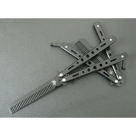 Generic New 1Pc Black Metal Practice Butterfly Comb Style Knife Trainer Tool