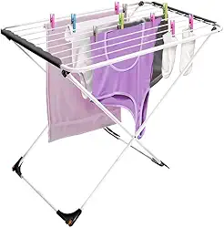 Varal de chão dobrável em aço compacto e resistente para apartamento lavanderia