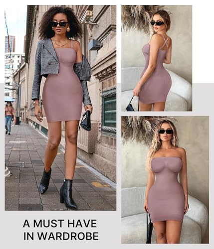 Image of Nebility Strapless Shapewear Slip for Women Tummy Control Body Shaper Under Dress Seamless Lingerie with Removable Straps