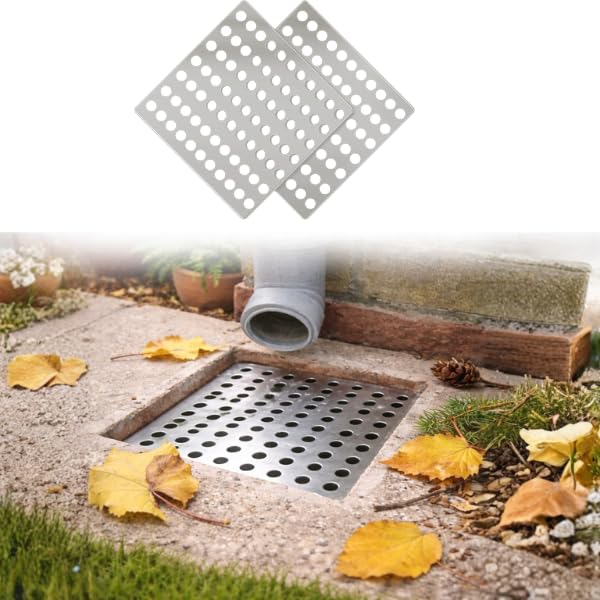 Garden Mile 2pc Drain Covers 6"x6" – Stainless Steel Square Leaf Guard, Rustproof Swirl Drain Guards for Outdoor Drains, Gutters & Hopper Blockage Prevention