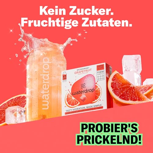 waterdrop® Microdrink Limonade: Orange, Zitrone, Grapefruit, 36 Drops Würfel, zuckerfreies Getränkpulver, 3 fruchtige Sorten, Frucht- und Pflanzenextrakten, mit wertvollen Vitaminen, Wasserzusatz