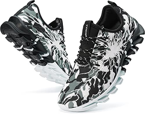 BRONAX Mens Running Shoes Designer for Males Comfty Flat Size 9.5 Cycling Fashion Athletic Sports Fitness Cushion Indoor Tennis Snickers Sneakers for Males Green 44