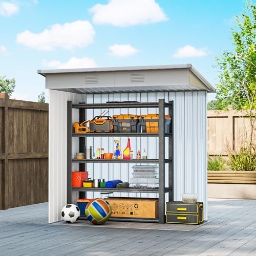 Outsunny 6' x 4' Outdoor Storage Shed, Metal Garden Tool Storage House Organizer with Lockable Sliding Doors and Vents for Backyard Patio Lawn, Grey — view 5