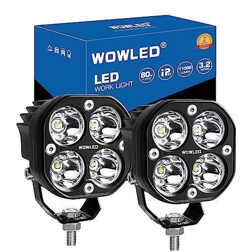 WOWLED Cubes Spot LED Pods Light, 2PCS 3Inch 80W Set Marine Spreader Driving Fog Lights for Truck, Off Road Pod Light 4X4 Waterproof ditch Lights for Tractor ATV SUV UTV Marine 12V 24V