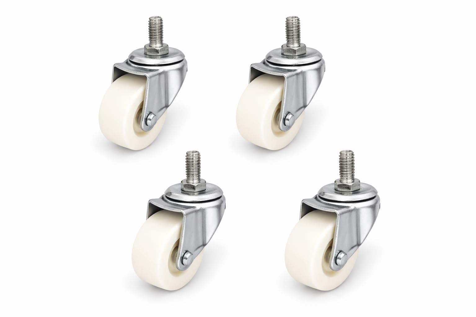 castersman 2'' White Wheels 3/8 pin for Furniture Threaded 300 KG Load Capacity Set of 4 Wheels Appliance Furniture Caster (Pack of4) 2mm Sheet havy Duty-image-42