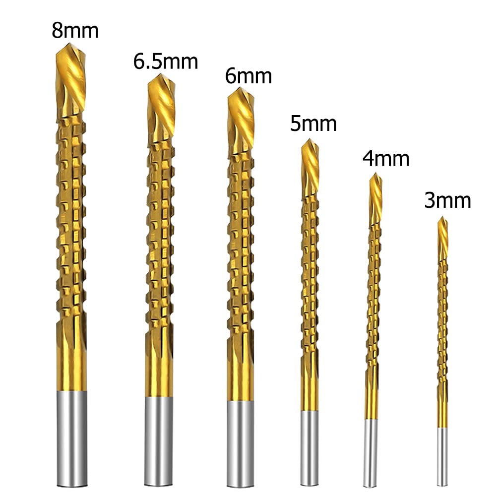 6 unids/Set Juego de Brocas de Cobalto de Acero de Alta Velocidad 3-8mm Juego de Brocas de Grifo Compuesto Juego de Brocas de Tornillo métrico Broca helicoidal Metal Specia