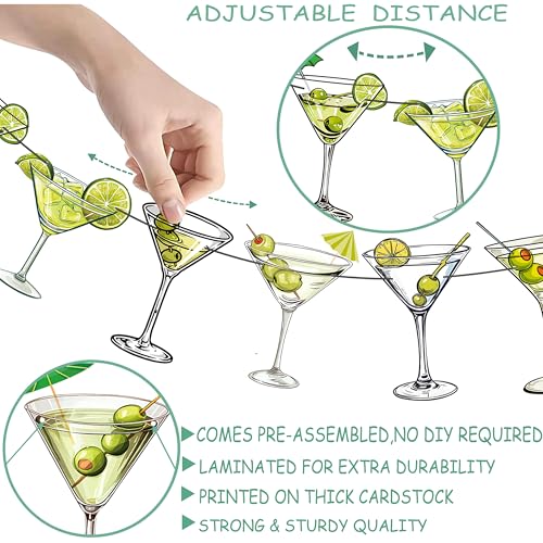 Martini Party Decorations 2pcs Martini Cocktail Cups Banners Martini Margarita Theme Banners for Cocktail Birthday Party Martini Theme Bachelorette Party Bridal Shower Supplies - Thumbnail 3