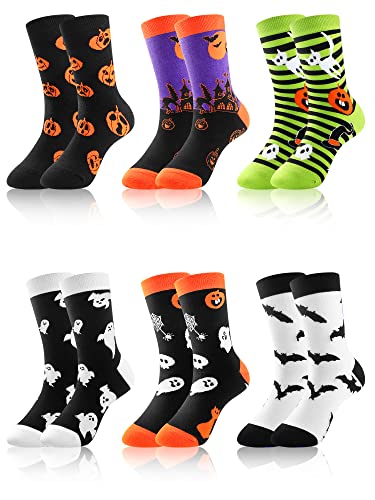 Zhanmai 6 Pairs Halloween Socks Fuzzy Horror Socks Novelty Pumpkin...