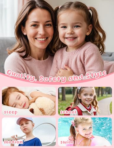 Florideco Hypoallergenic Earrings for Women 316 Surgical Steel Earrings for Sensitive Ears Cute Small Daisy Hoop Earring Heart Flower Strawberry Rainbow Flat Back Earring Sets3