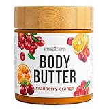 Cranberry Orange Body Butter with Raw Shea Butter and Jojoba Oil, Holiday Body Moisturizer for Dry Skin, Christmas Lotion, Limited Edition