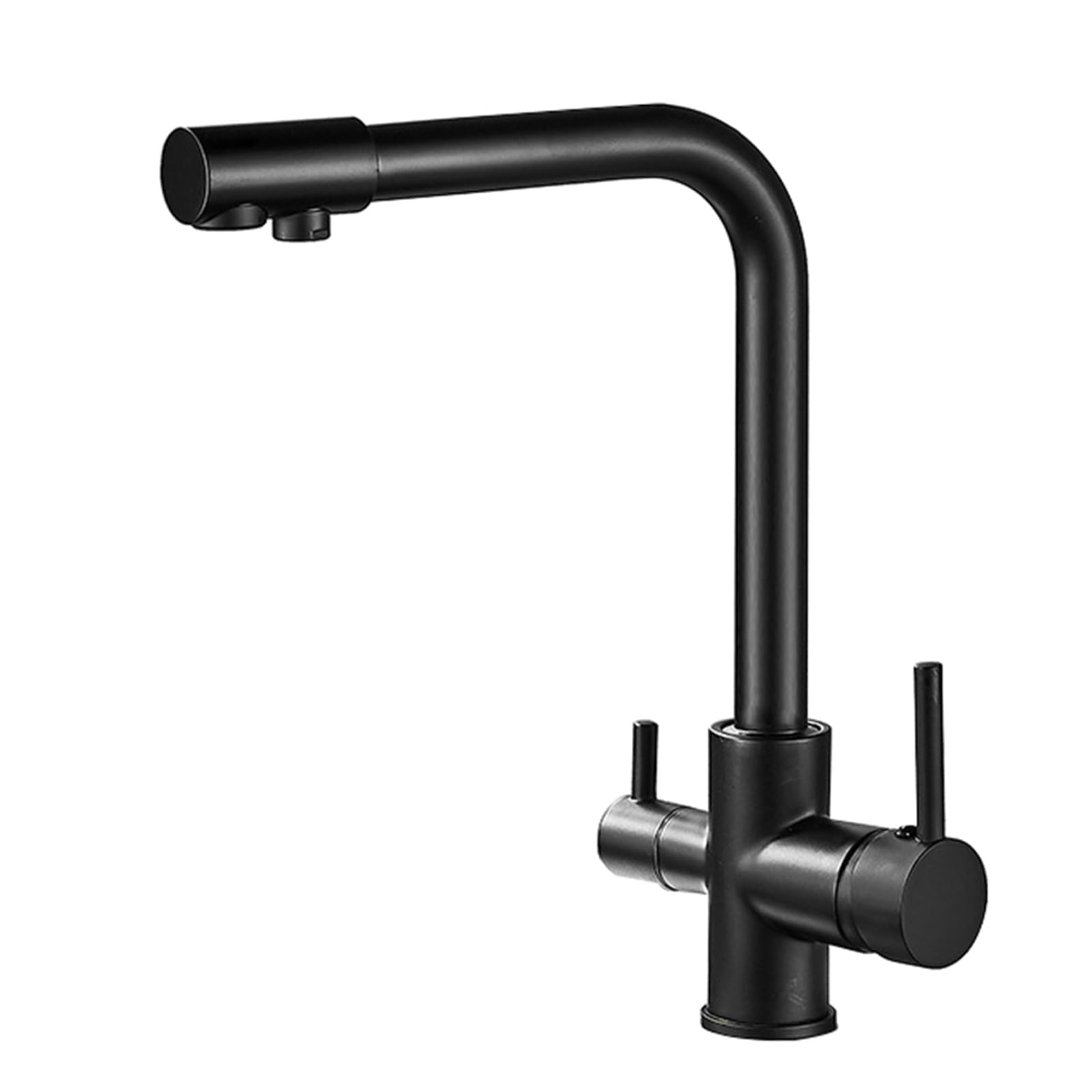 FCXWEVR 3-in-1 Kitchen Faucet with 360° Swivel Grifo de Osmosis 3 Vías for Sink Dual Lever Design Potable Water Filter Faucet Black Kitchen Sink Tap