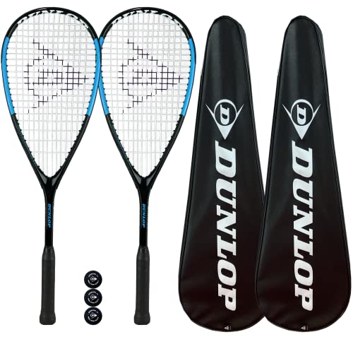 Dunlop Hypermax - Juego de raqueta de squash (incluye fundas protectoras y 3 bolas de squash (varios modelos a elegir) (Hypermax Nano)