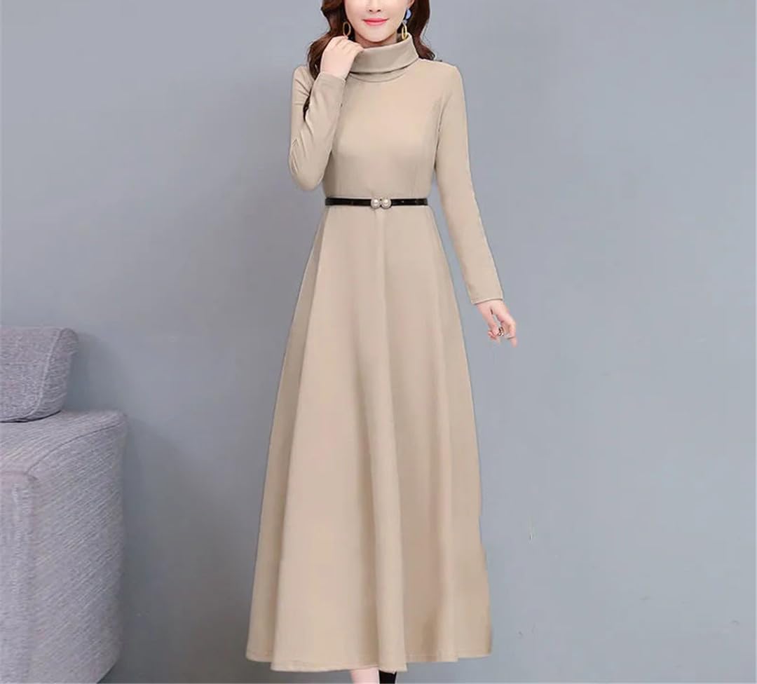 Yeuyyben Dolcevita Abito Lungo A Trapezio Donna Inverno Caldo Manica Lunga Abiti Che Fondono Casual Maxi