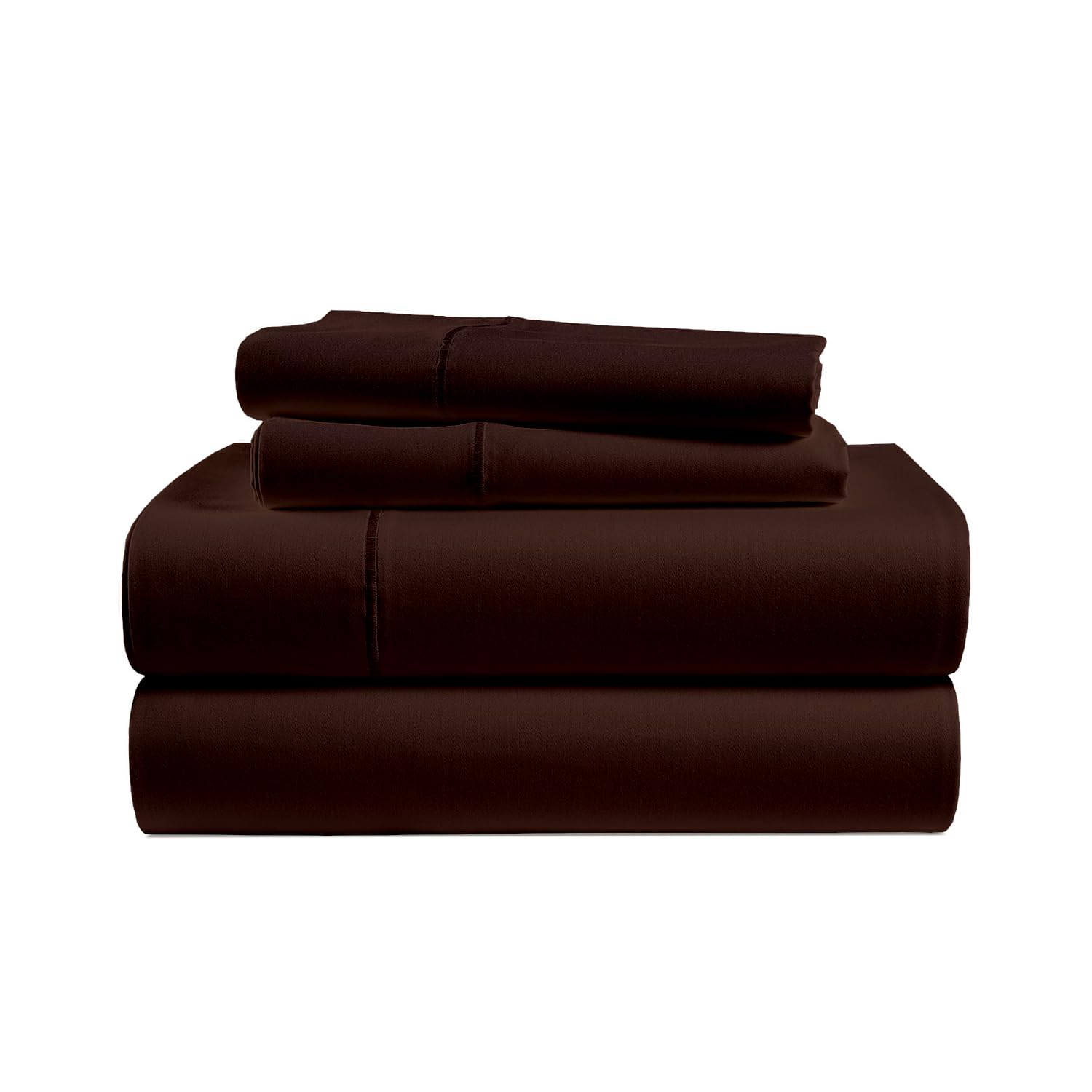 Pashmina 3 Piece Bedding Top Sheet Sets -1 Fitted Sheet - 2 Pillowcases- 800 Tc - Deep Pocket Up to 15 Inch Mattress - Long Staple Egyptian Cotton - Extra Soft Cooling Bed Sheets (King- Chocolate)