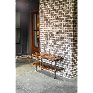 Handcrafted southern rustic logwerks industrial pipe live edge entertainment center steampunk tv stand with live edge wood honey pine  urban country home decor