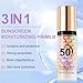 3 In 1 Primer for Face Before Makeup,SPF 50, Sunscreen One Step Color Corrector Face Isolation Cream, Blurs Imperfections Oil Control & Moisturizing Skin Tone Correcting (Purple Pink Green)