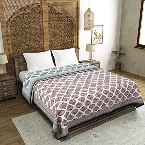Image of BLOCKS OF INDIA 100% Cotton Dohar King Size Reversible Hand Block Printed Malmal Summer Dohar /Blanket (Black & Grey)