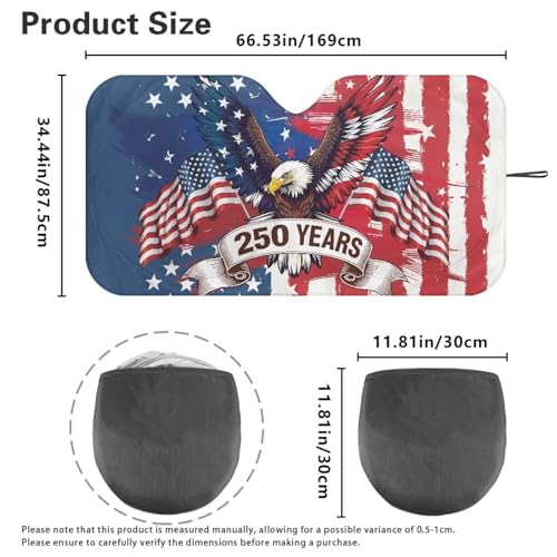 Image of Windshield Sunshade Foldable 250th Anniversary Celebration Sun Shade Reflect UV Sun and Heat Keep Vehicle Cool Sun Visor Windshield Shade Universal Fit for Auto Truck Van SUV