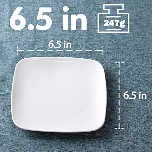 Delling Appetizer Plates - 6.5 In Ceramic Small Plates For Dessert -Square Serving Plates - White Kitchen Dinnerware Dishes Set For Snacks, Appetizer, Side Dishes- Serving Platter Set Of 6 #TOP1