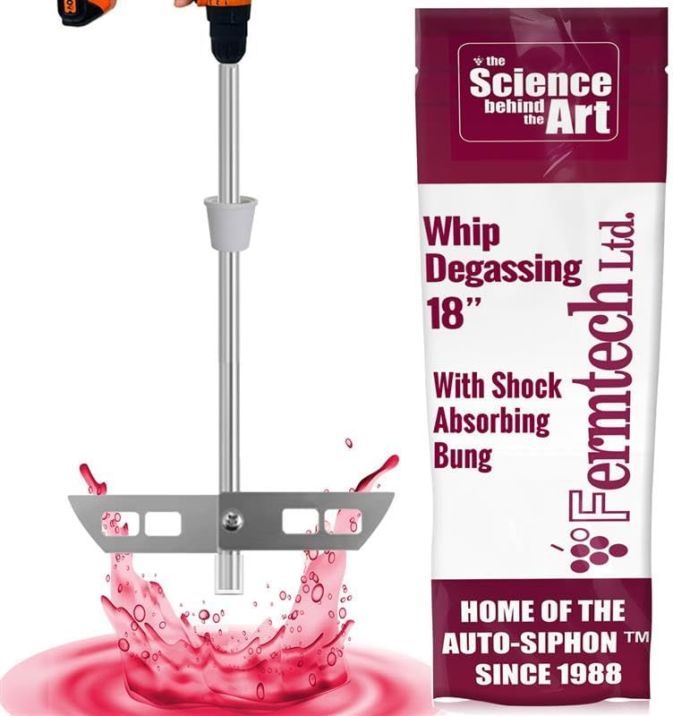 Miniatura 6 de Fermtech Varita agitadora de acero inoxidable de 18 pulgadas con paleta para elaboración de vino, elaboración casera, preparación artesanal y
