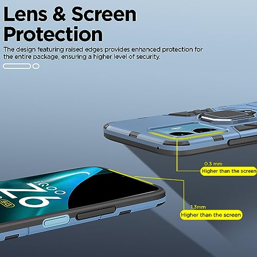 Image of Pikkme Back Cover for iQOO Z6 Lite 5G | 360 Protection | Ring Holder | Kickstand | Tough Armor Case (Blue)