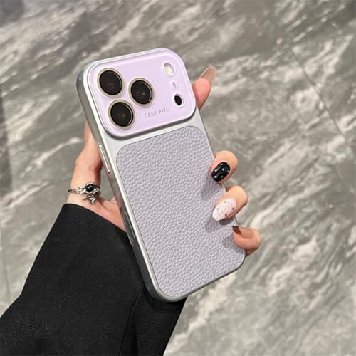 Coque iPhone 14 Pro Max cuir protège objectifs rayés étui rigide gris
