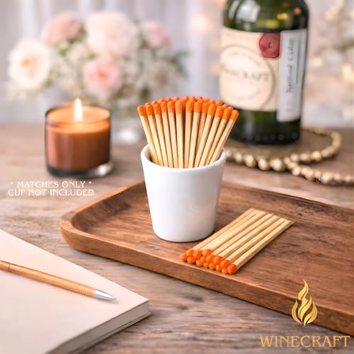Image of 500 Count - 3 inch Long Orange Color Matches | Three Inch Coloful Loose Wooden Safety Match Sticks for Candle Display | Refill Decorative Jar Holder Bottle | Striker Included