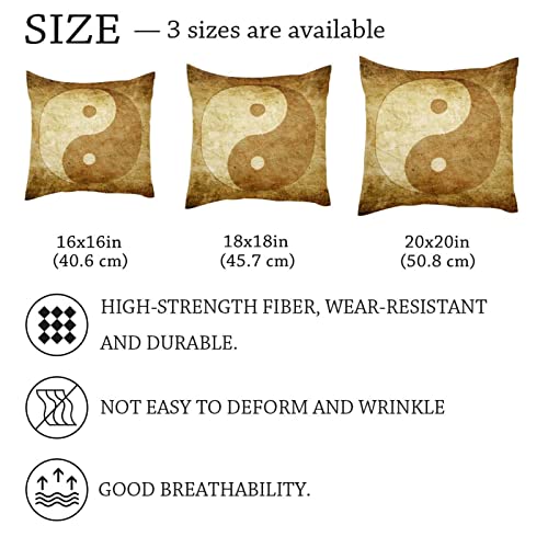 Housse de coussin lombaire Yin Yang potins vintage deco ferme lot de 2 - 5