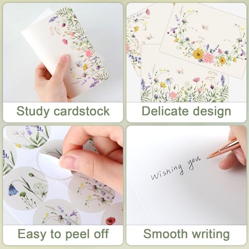Ojustbeok OK0213 50Pcs Wildflowers Greeting Cards Bulk Floral Blank Cards Set thumb #3