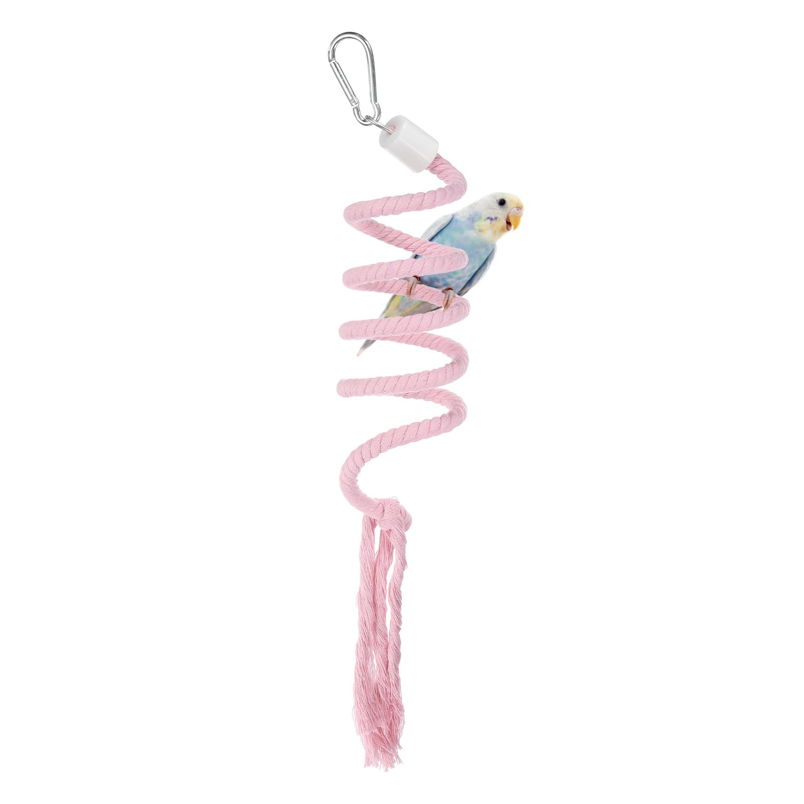 sourcing map Bird Rope Perch Swing, Spiral Rope Perch Standing Pole Accessory Climbing Swing Paw Grinding 39 Inch, (Pink) Intended for Parrot/Parakeet/Budgies/Cockatiels/Lovebirds — image 1