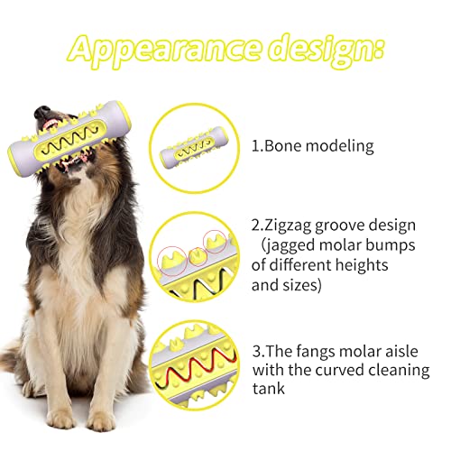 BEE&FLOWER Dog Chew Toys Indestructible, Dog Teething Toys for Puppies, Dog Treat Toys for Boredom, Dog Toothbrush Interactive Toys for Dogs, Chewing Bones for Medium/Small Dogs Yellow - Image 4
