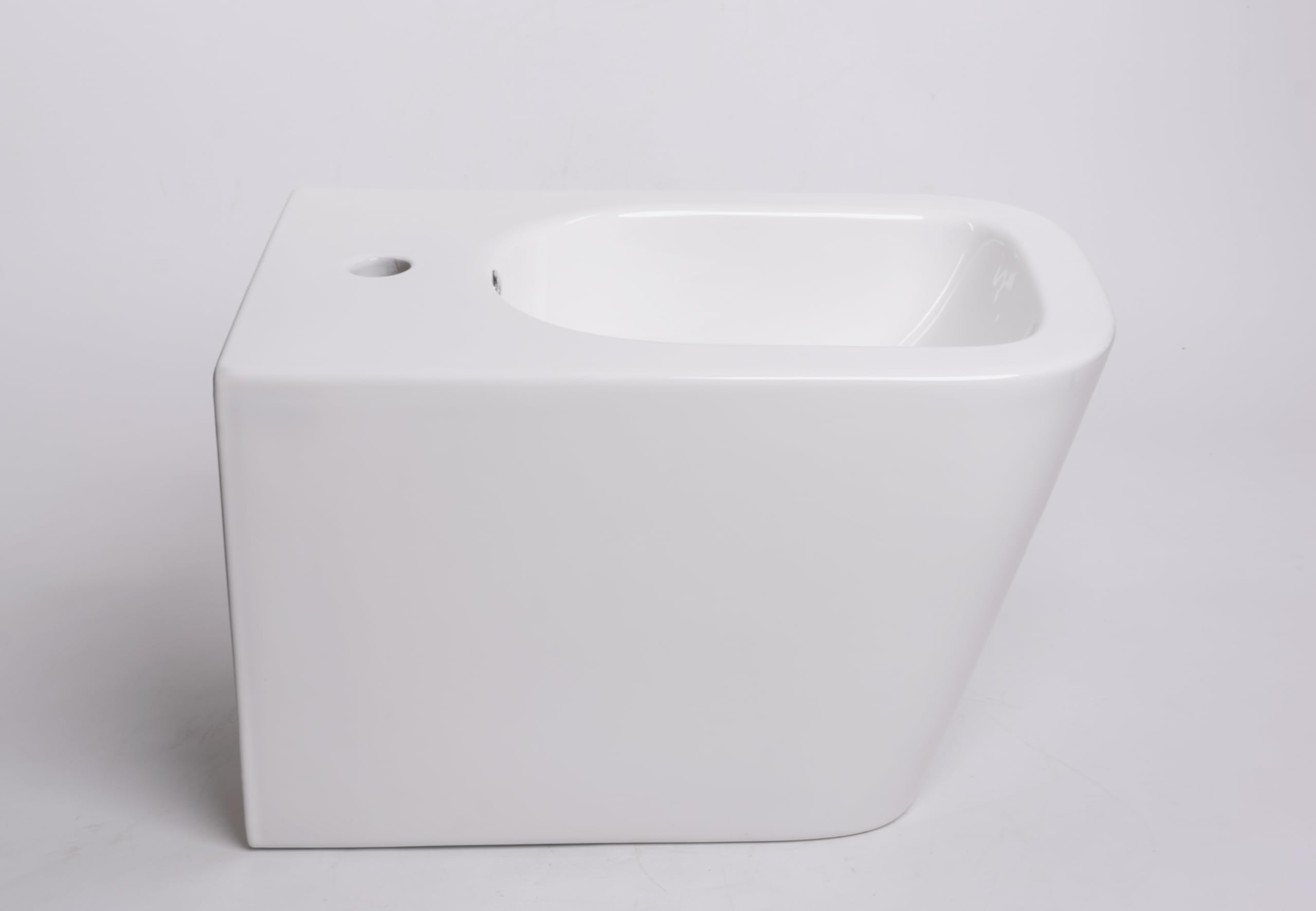 WITIT LX-1067 - Sanitari Sanitario Bidet Bide' Sospeso Senza Bordo Quadrato in Ceramica Bianco a Muro a Parete a Sospensione