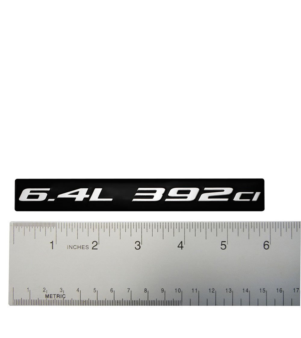 6.4L 392 Hemi Aluminum Emblem - Silver On Black Polished Badge For Chrysler Dodge Jeep