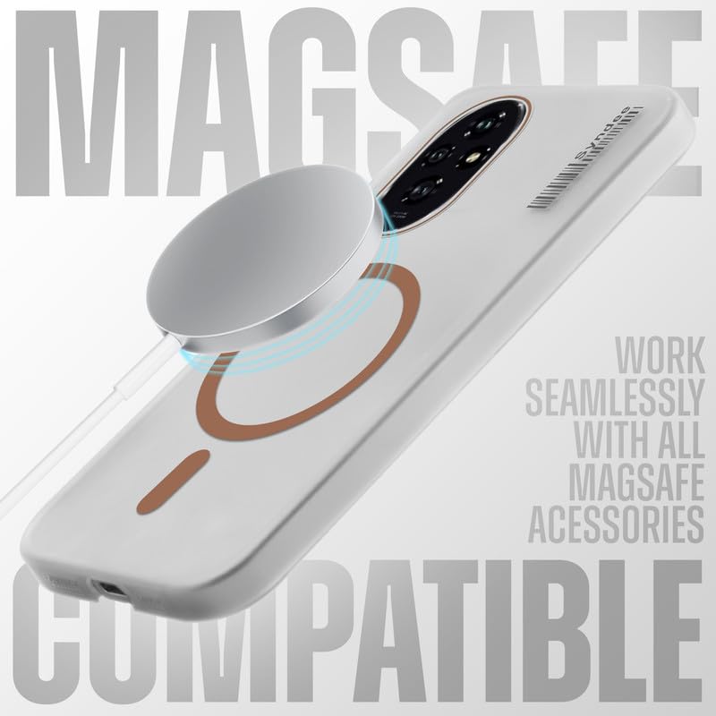 Image of Mr. Case Back Cover for Honor 200 5G Elegant Frosted White Translucent Back | Only Compatible with Wireless Magnetic Accessories | Anti-Scratch Shockproof Phone Case - Brown
