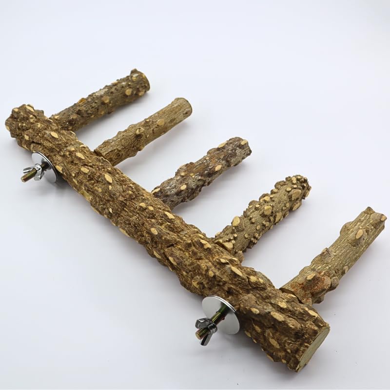 Image of Bird Perches for Cage, Natural Wood Parrots Perch Stand Ladder for Budgies Parakeets and Other Bird Stand Cage Accessories