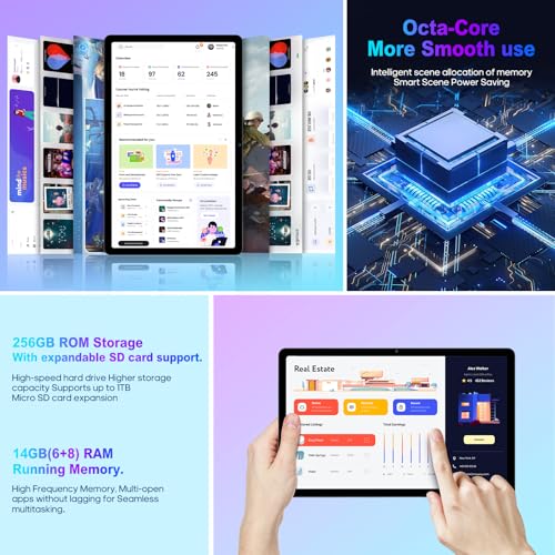 Image of AISLPC 11 Inch Tablet Android 13 Tablets 16GB RAM+256GB ROM+1TB Expand Octa-Core Tablets PC with Dual SIM Card Slot, 2K 2000 x 1200 Display, 8+13MP Dual Camera, Bluetooth5.0, GPS, 5G /2.4G WiFi