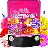 NatureZ Edge Zinnia Seeds for 2026 Planting Outdoors, Over 16,500 Flower Seeds, 1/4 lb, Non GMO Made in USA, Bulk Semillas De Flores para Sembrar, California Giants, Easy to Grow Zinnia Seed Mix