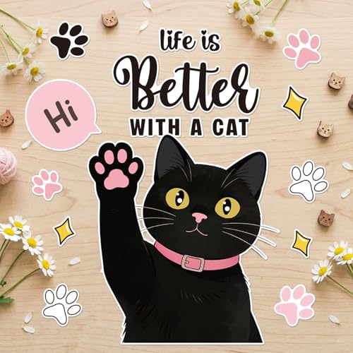 Imán decorativo para lavavajillas gato negro miniatura 7