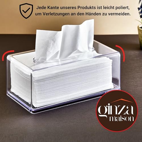 Ginza Maison Transparent Taschentücher – Taschentuch, Kosmetiktücher, Tissue Box für Schlafzimmer, Badezimmer, Wohnzimmer und Küche, Taschentuchspender, Serviettenhalter, Papiertuch