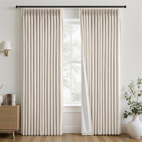 Topfinel Oatmeal Blackout Pinch Pleated Curtains 84 Inch Long 2