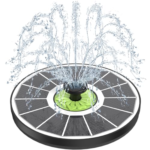 SZMP Solar Springbrunnen, 2025 Neue 3.5W Glas Solar Teichpumpe mit 7 Düsen & 4 Fixe Rohre Solar Wasserpumpe Solar Schwimmender Fontäne Pumpe für Garten, Teich, Vogel-Bad (Weiß)