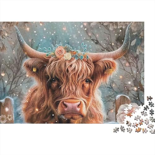 Puzzle de vacas de 1000 piezas para regalar, juego creativo de invierno de 70x50cm
