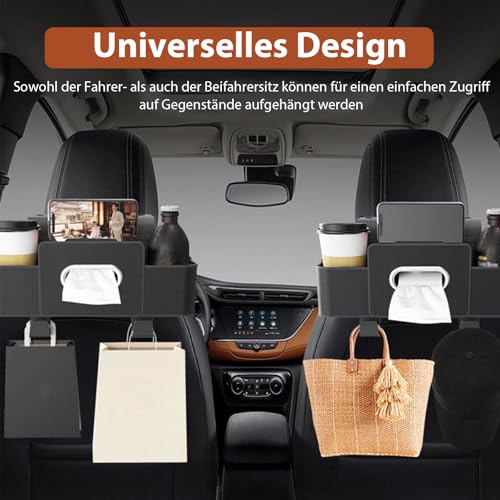 Kopfstütze Becherhalter Auto Rücksitz Organizer Einstellbarer - Autositz Organizer Mit 2 Becherhaltern Getränkehalter & Becherhalter Auto Car Organizer Geeignet für Tissue Getränke Lagerung
