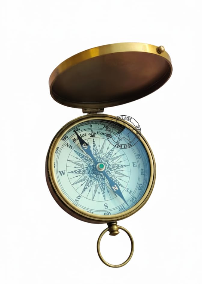 Brújula redonda antigua de latón de 3 pulgadas tipo reloj de sol para regalo miniatura 6