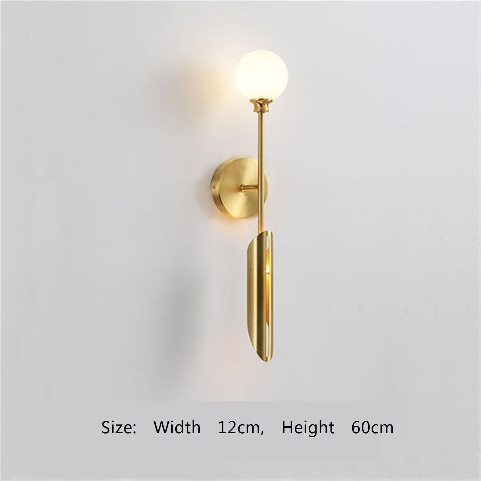 Applique Parete Lampada da parete moderna for interni con cornice verticale lunga in rame Illuminazione Interni | Lampada da parete Globo in vetro G9
