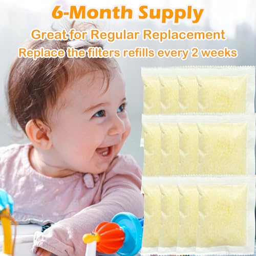 Image of 12 Pack Diaper Pail Odor Absorber Carbon Filter Refills for Munchkin Step Diaper Pail, Odor Eliminator Refills for Arm & Hammer Puck Baking Soda Cartridge (Lemon Flavor)
