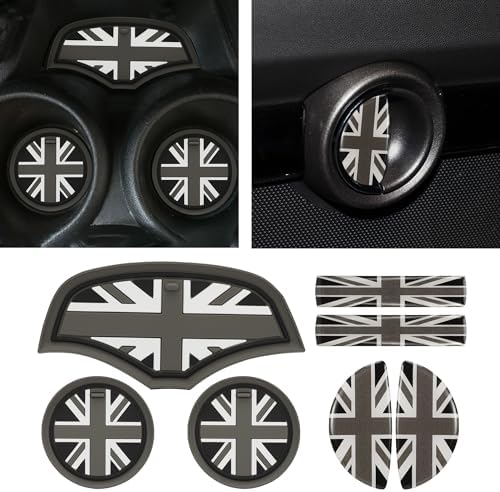 Startknopf Cover Für Mini Cooper F54 F55 F56 | Graue Flagge Design | Zinklegierung Chrom